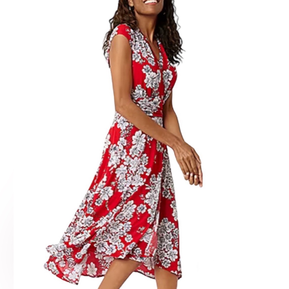 PERCEPTIONS Short Sleeve Midi Fit + Flare Dress